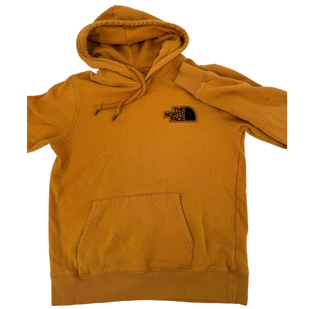 The North Face Womens Pullover Hoodie Ochre Yellow Logo Hooded Sweatshirt Size S